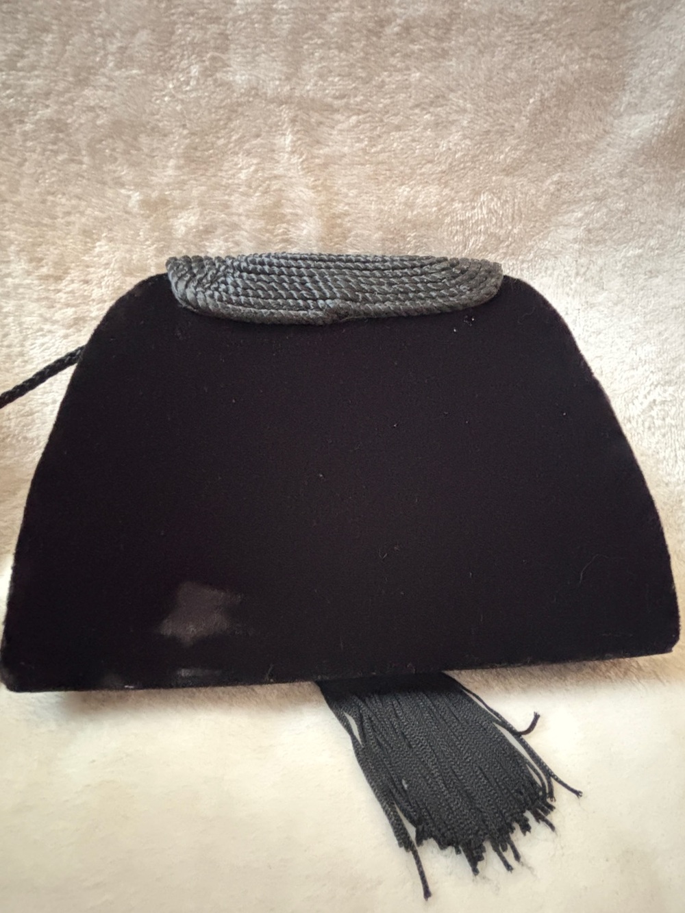 Vintage Black Velvet & Woven Tassel Crossbody Evening Bag Boho Purse - Picture 2 of 7